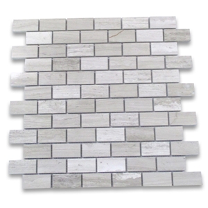 White Wooden Marble Brick Wall Mosaic