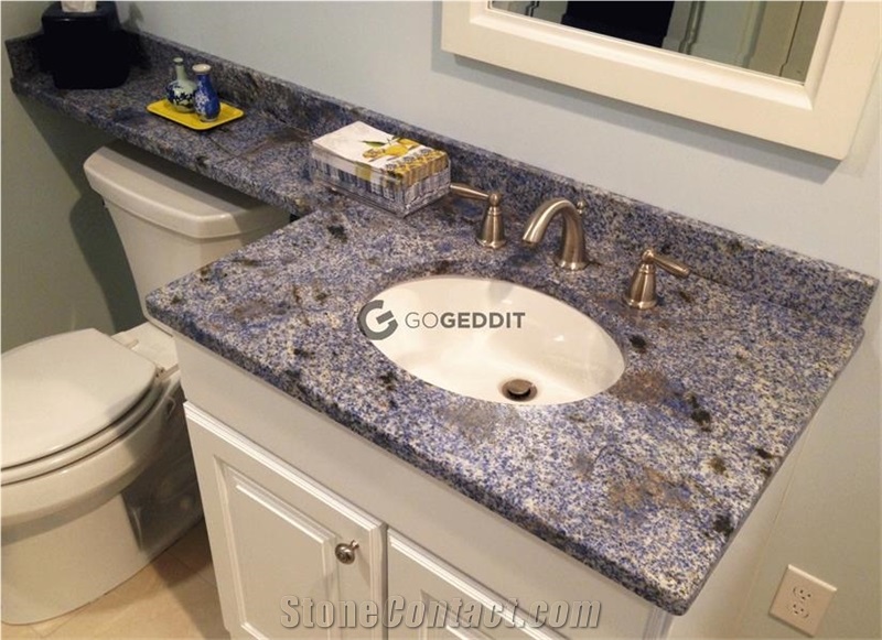 Azul Bahia Brazil Blue Granite Bathroom Countertop From China Stonecontact Com - Bathroom Sink Countertop Over Toilet