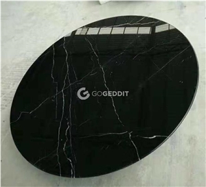 Black Marquina Marble Round Cafe Table Top