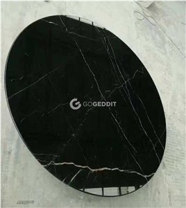 Black Marquina Marble Round Patio Table Top