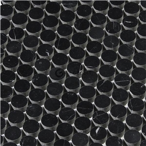 Black Marquina Penny Round Marble Mosaic Tile