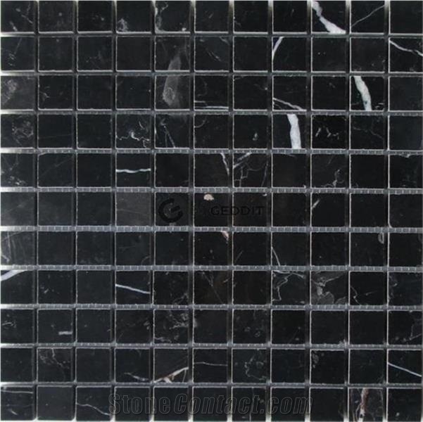 Black Marquina Square Marble Mosaic Tile