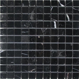 Black Marquina Square Marble Mosaic Tile