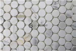 Calacatta Gold Honed Penny Round Marble Mosaic