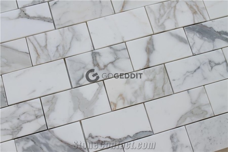 Calacatta Gold Marble 3x6" Subway Tile Honed