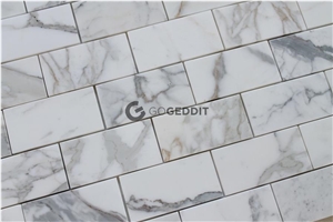 Calacatta Gold Marble 3x6" Subway Tile Honed