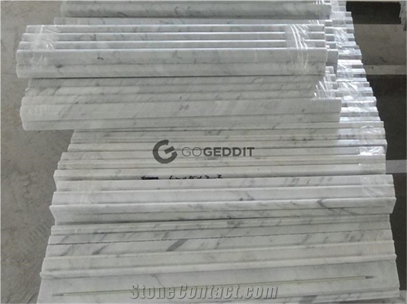 Carrara White Marble Pencil Round Trim