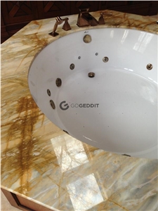 Giallo Siena Marble Bathroom Vanity Top