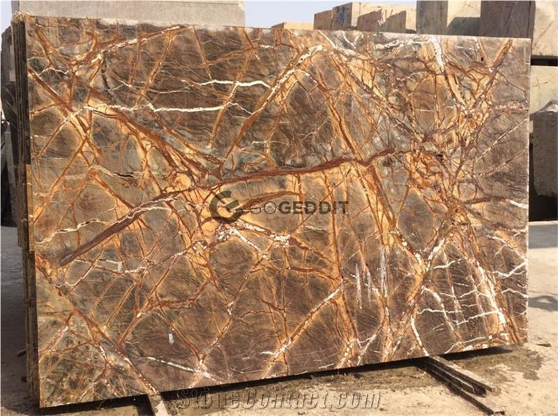 India Rainforest Brown Marble Slabs
