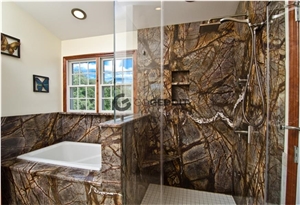 Rainforest Brown Marble Bathroom Tile