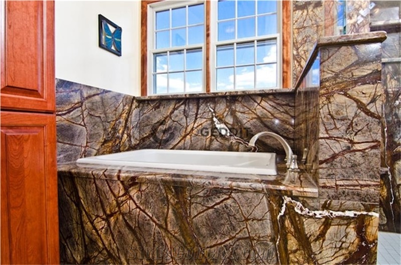 Rainforest Brown Marble Bathroom Tile