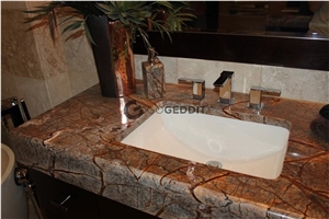 Rainforest Brown Marble Bathroom Vanity Top