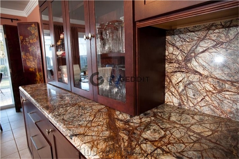 Rainforest Brown Marble Kitchen Countertop