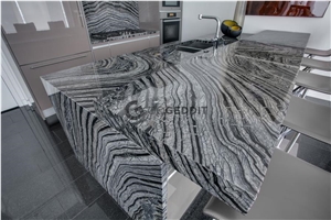 Silver Wave Ancient Wood Marble Kitchen Countertop
