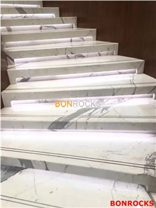 Bianco Calacatta White Marble Curved Steps