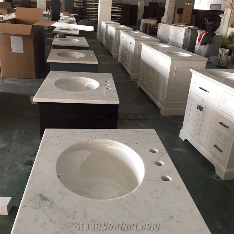 Bianco Carrara Marble Vanity Tops for Supermarket