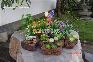 Natural Basalt Flower Pots