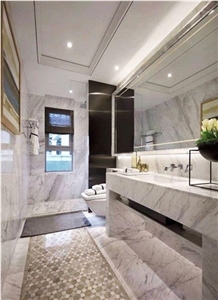 Volakas White Marble Bath Room Countertop