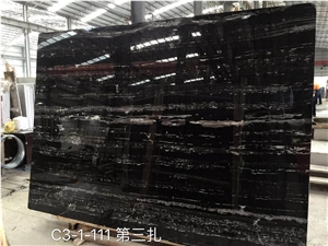 China Silver Dragon Black Portoro Marble Slab Tile