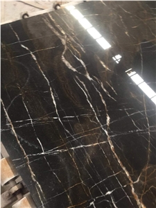 Chinese Black Nero Marquina Marble Slab Negro Tile