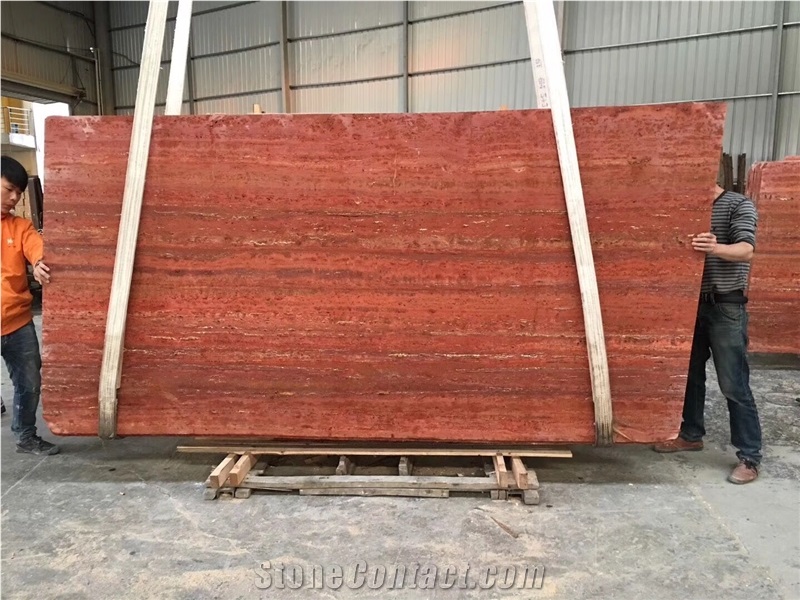 Exterior Honed Iran Soltan Red Travertine Tiles