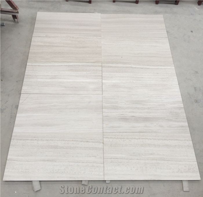 Natural China White Wooden Marble Tile Stone Slab