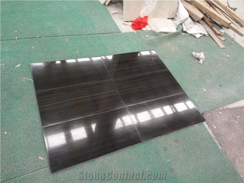 Polished China Black Wood Vein Marble Slabs Tiles