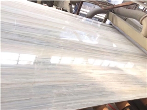 Polished China Eurasian White Wood Marble Slabs