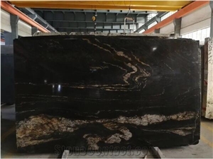 Polished Chinese Cosmic Black Granite Slabs