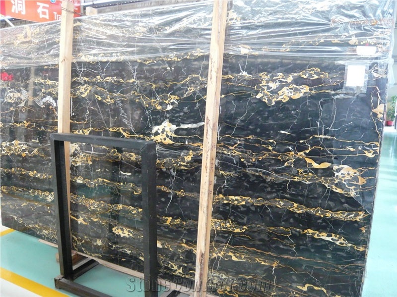 Polished Italy Nero Portoro Gold Marble Slabs Tile