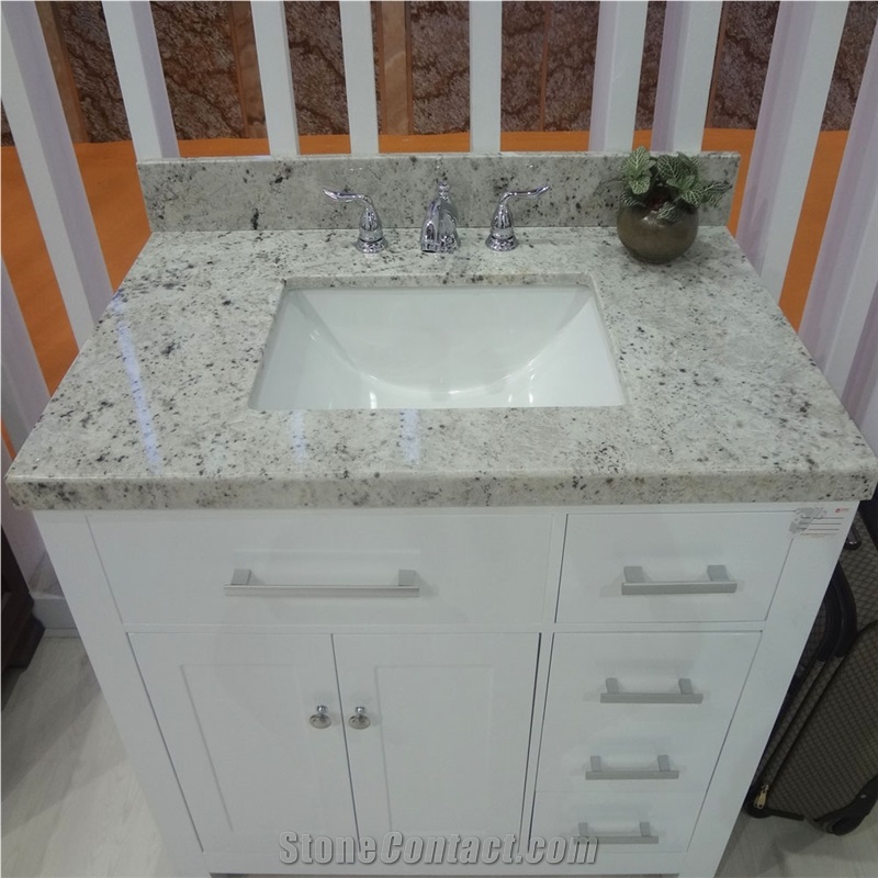 Polished Kashmir White Granite Bathroom Countertop