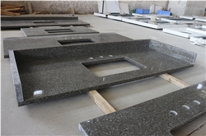 Prefab Grey Quartz Solid Stone Bathroom Vanity Top