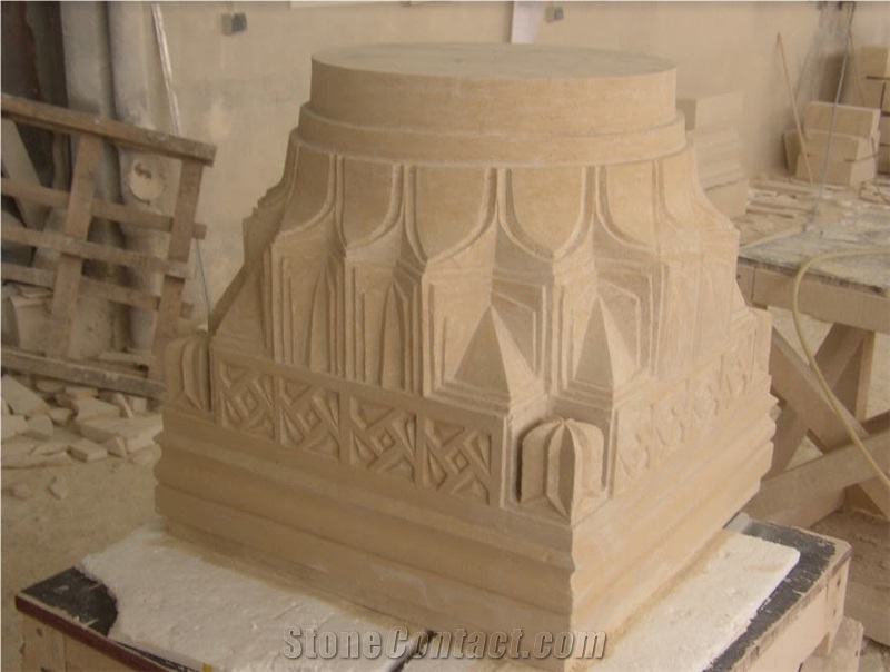 Tenelija Stone Hand Carved Column, Column Base