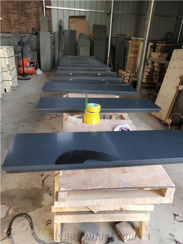 China Black Slabs for Fireplace Honed Suface