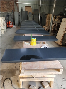 China Black Slabs for Fireplace Honed Suface