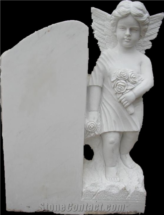 Hunan White Marble Tombstone Mounment Angel Style