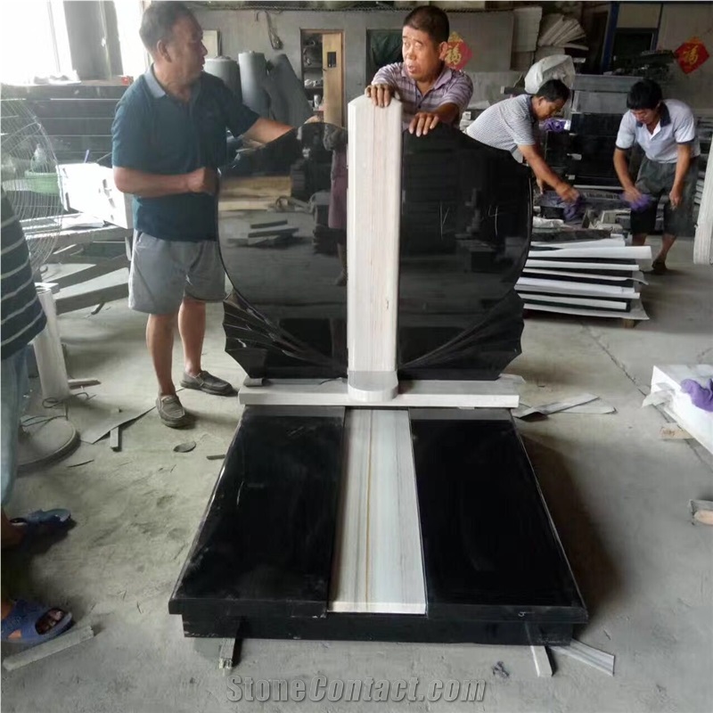 White Marble with Black a Granite Tombstone
