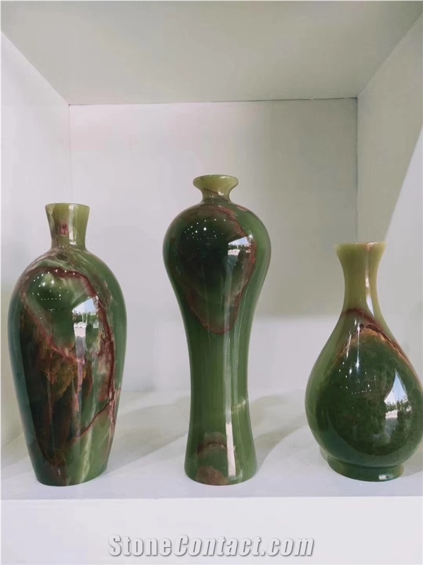 Cheap Polished Antique Green Onyx Flower Vase