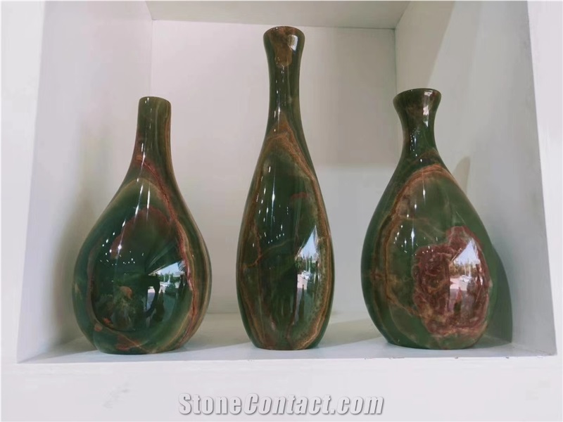 Green Onyx Flower Vases for Home Decoration