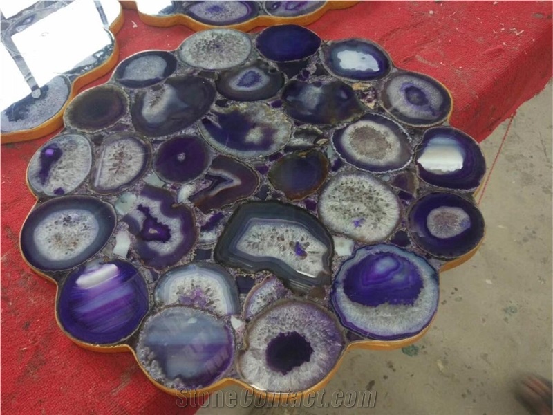 Luxury Purple Agate Semi-Precious Coffee Table