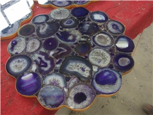 Luxury Purple Agate Semi-Precious Coffee Table