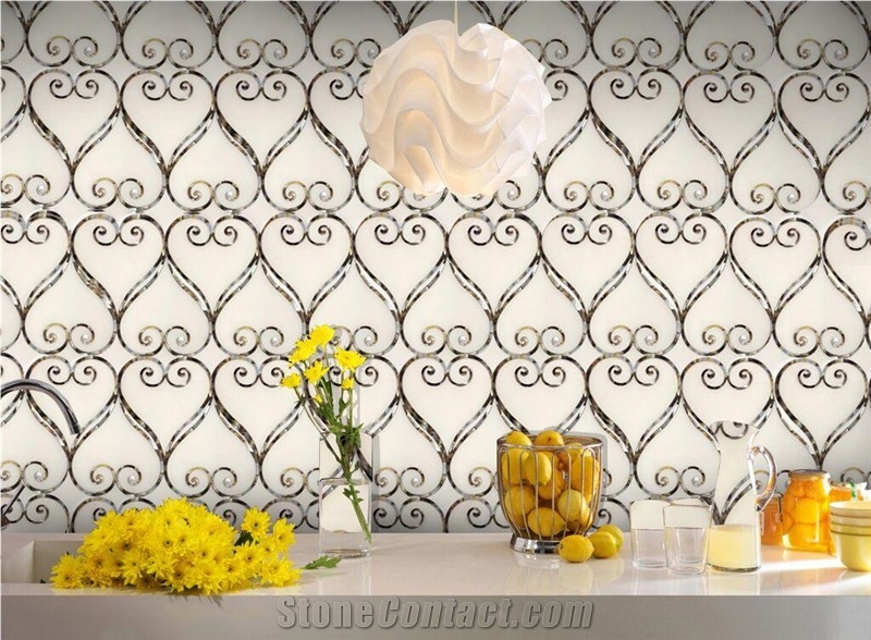 Marble Waterjet Mosaic Medallion Design for Wall
