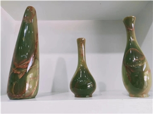 Natural Antique Green Onyx Stone Flower Vases