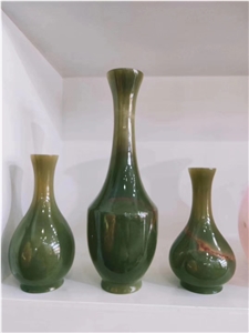 Natural Antique Green Onyx Stone Flower Vases