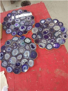 Purple Agate Semiprecious Stone Cafe Tabletop