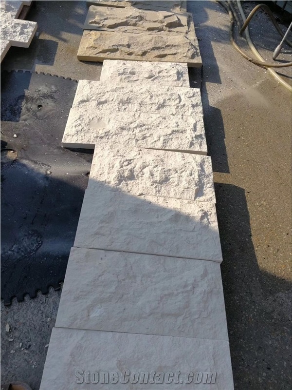 White Limestone Split Wall Cladding Panel Buidling