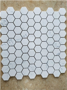 White Marble Bianco Carrara Hexagon Mosaic