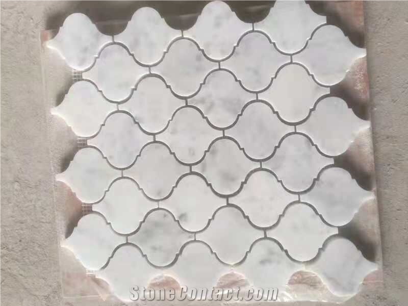 White Marble Floor Mosaic Basket Weave Mosaic Art