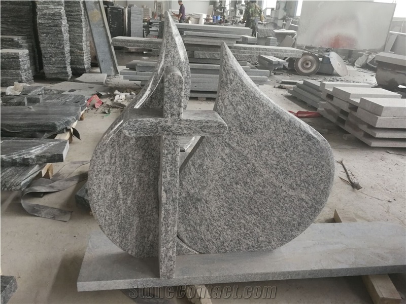 China New Viscont White Granite Cross Tombstones