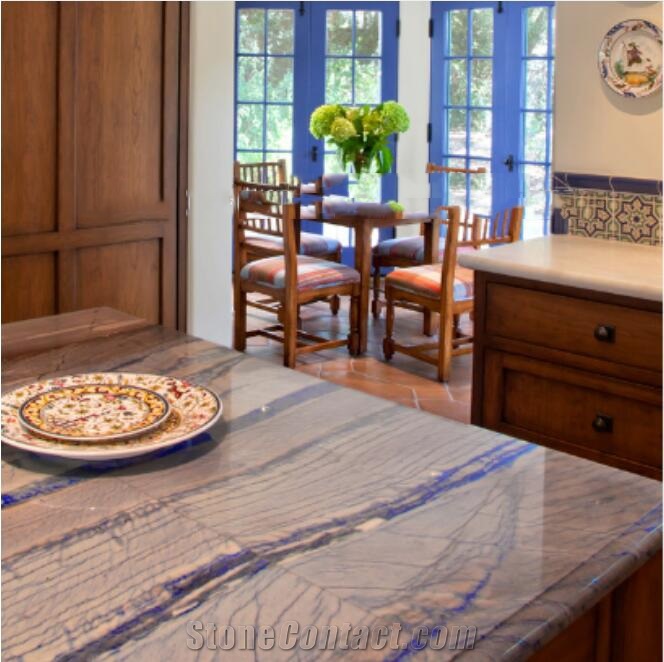 Azul Macaubas Blue Quartzite Kitchen Countertop